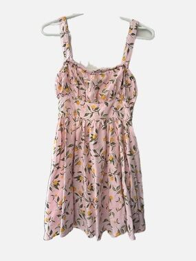 Girls' Pink Lemon-Print Sundress with Adjustable Straps